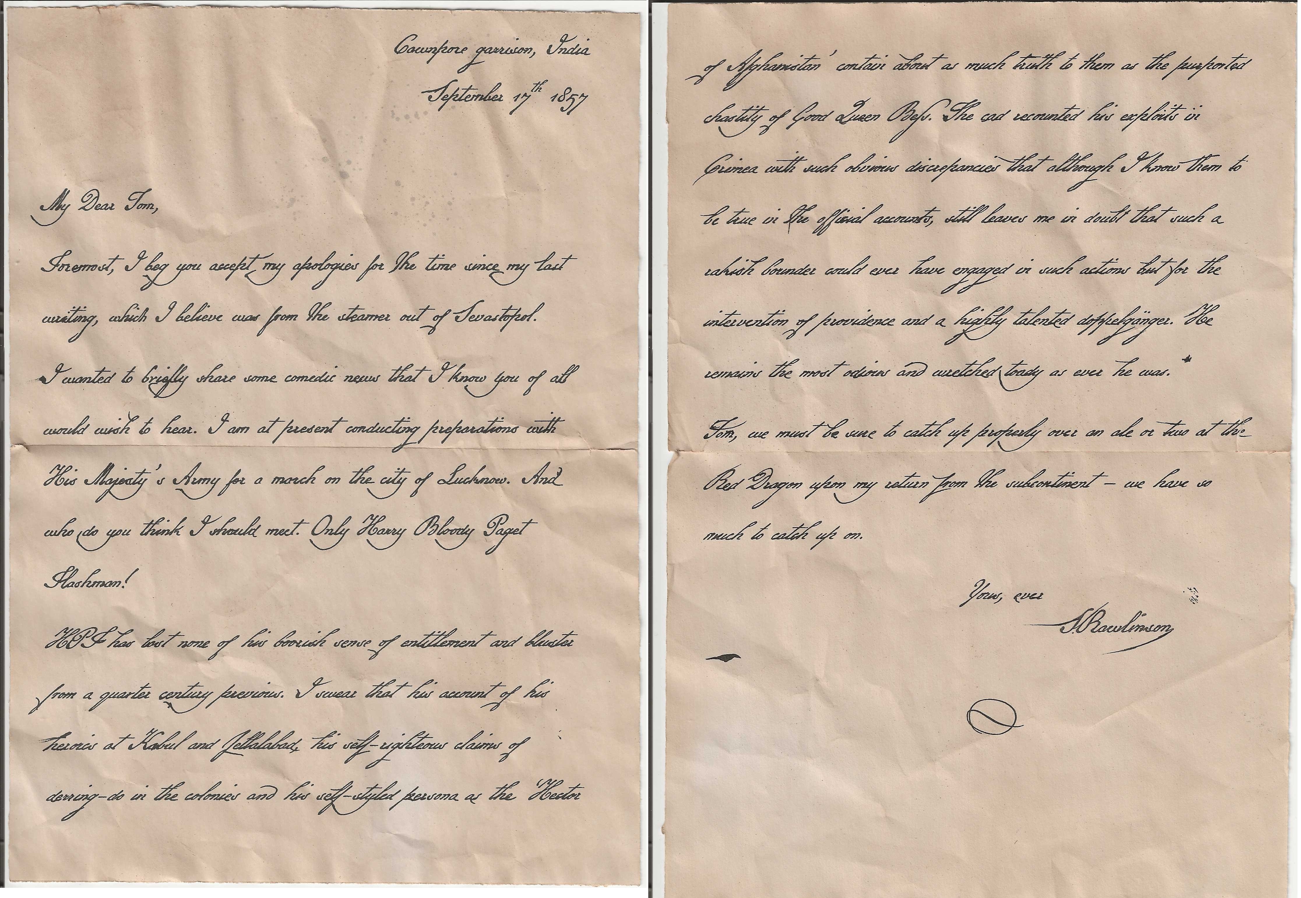 Letter to Tom Brown, 1857